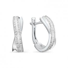Серьги из белого золота АЛЬКОР 22919-200 с бриллиантом 22919-200 фото