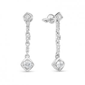 Серьги из белого золота АЛЬКОР 22923-200 с бриллиантом 22923-200 фото