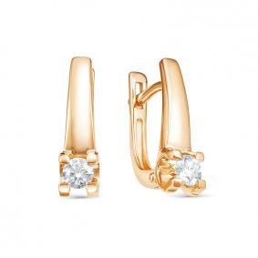 Золотые серьги АЛЬКОР 22927-100 с бриллиантом 22927-100 фото