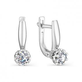 Серьги из белого золота АЛЬКОР 22932-200 с бриллиантом 22932-200 фото