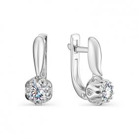Серьги из белого золота АЛЬКОР 22933-200 с бриллиантом 22933-200 фото