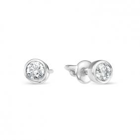 Серьги из белого золота АЛЬКОР 22945-200 с бриллиантом 22945-200 фото