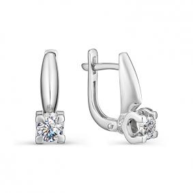 Серьги из белого золота АЛЬКОР 22947-200 с бриллиантом 22947-200 фото