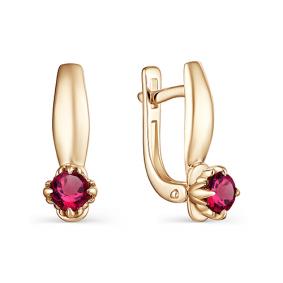 Золотые серьги АЛЬКОР 22949-103 с рубином 22949-103 фото