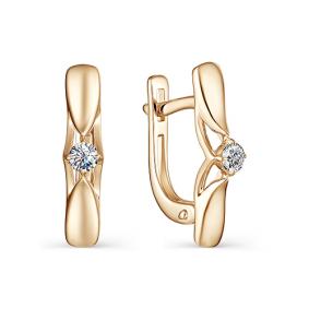 Золотые серьги АЛЬКОР 22955-100 с бриллиантом 22955-100 фото