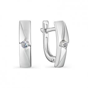 Серьги из белого золота АЛЬКОР 22956-200 с бриллиантом 22956-200 фото