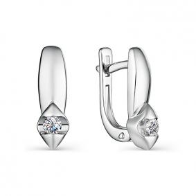 Серьги из белого золота АЛЬКОР 22957-200 с бриллиантом 22957-200 фото