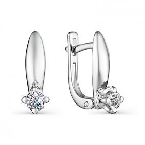 Серьги из белого золота АЛЬКОР 22958-200 с бриллиантом 22958-200 фото