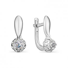 Серьги из белого золота АЛЬКОР 22960-200 с бриллиантом 22960-200 фото