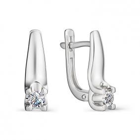 Серьги из белого золота АЛЬКОР 22961-200 с бриллиантом 22961-200 фото