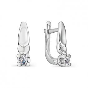 Серьги из белого золота АЛЬКОР 22964-200 с бриллиантом 22964-200 фото