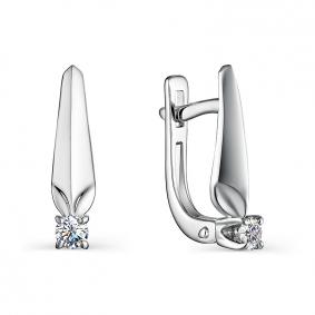 Серьги из белого золота АЛЬКОР 22968-200 с бриллиантом 22968-200 фото