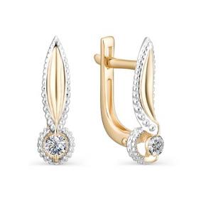 Золотые серьги АЛЬКОР 22970-100 с бриллиантом 22970-100 фото