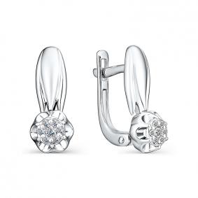 Серьги из белого золота АЛЬКОР 22972-200 с бриллиантом 22972-200 фото