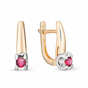 Золотые серьги АЛЬКОР 22974-103 с рубином 22974-103 фото