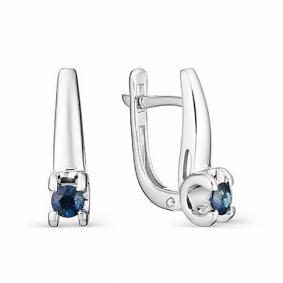Серьги из белого золота АЛЬКОР 22974-202 с сапфиром 22974-202 фото