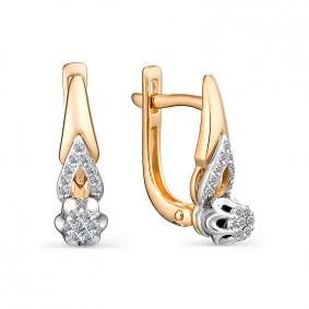 Золотые серьги АЛЬКОР 22978-100 с бриллиантом 22978-100 фото