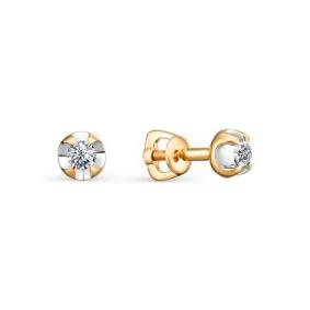 Золотые серьги АЛЬКОР 22988-100 с бриллиантом 22988-100 фото