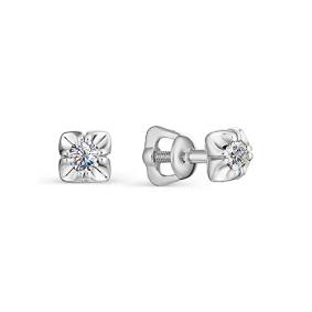 Серьги из белого золота АЛЬКОР 22989-200 с бриллиантом 22989-200 фото