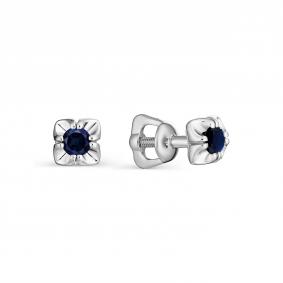 Серьги из белого золота АЛЬКОР 22989-202 с сапфиром 22989-202 фото