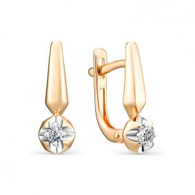 Золотые серьги АЛЬКОР 22991-100 с бриллиантом 22991-100 фото