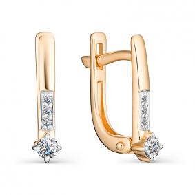 Золотые серьги АЛЬКОР 22995-100 с бриллиантом 22995-100 фото