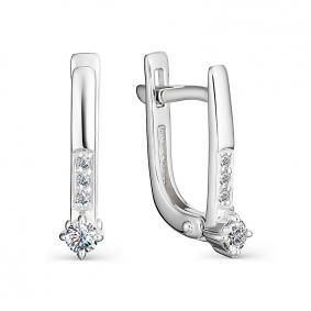 Серьги из белого золота АЛЬКОР 22995-200 с бриллиантом 22995-200 фото