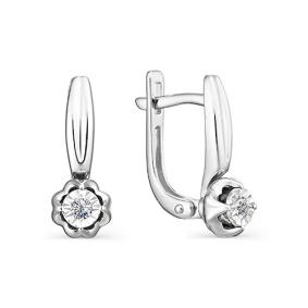 Серьги из белого золота АЛЬКОР 22997-200 с бриллиантом 22997-200 фото
