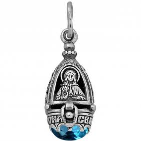 Подвеска-ладанка из черненого серебра Святая блаженная Матрона Высоковы 585 с фианитом 23-207-г 23-207-г фото