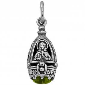 Подвеска-ладанка из черненого серебра Святая блаженная Матрона Высоковы 585 с фианитом 23-207-з 23-207-з фото