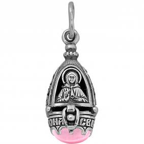 Подвеска-ладанка из черненого серебра Святая блаженная Матрона Высоковы 585 с фианитом 23-207-р 23-207-р фото