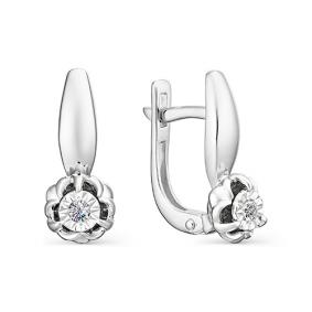 Серьги из белого золота АЛЬКОР 23004-200 с бриллиантом 23004-200 фото