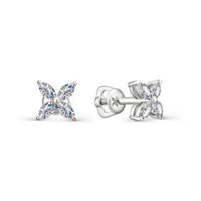 Серьги из белого золота АЛЬКОР 23006-200 с бриллиантом 23006-200 фото