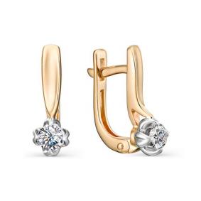 Золотые серьги АЛЬКОР 23008-100 с бриллиантом 23008-100 фото
