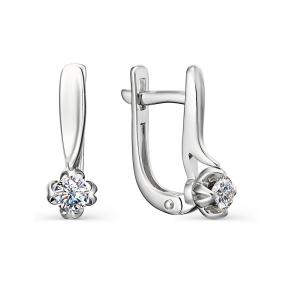 Серьги из белого золота АЛЬКОР 23008-200 с бриллиантом 23008-200 фото