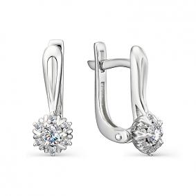 Серьги из белого золота АЛЬКОР 23009-200 с бриллиантом 23009-200 фото