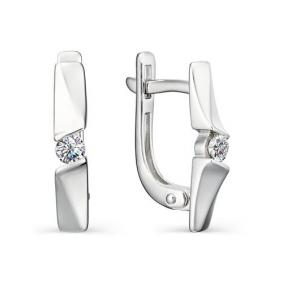 Серьги из белого золота АЛЬКОР 23010-200 с бриллиантом 23010-200 фото