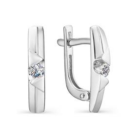 Серьги из белого золота АЛЬКОР 23012-200 с бриллиантом 23012-200 фото