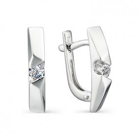 Золотые серьги АЛЬКОР 23014-200 с бриллиантом 23014-200 фото