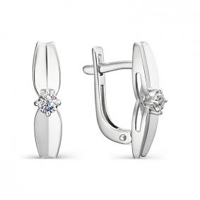 Серьги из белого золота АЛЬКОР 23016-200 с бриллиантом 23016-200 фото