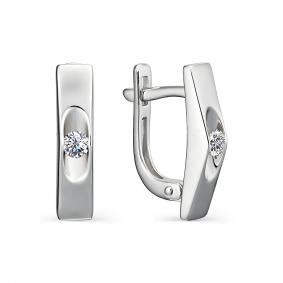 Серьги из белого золота АЛЬКОР 23017-200 с бриллиантом 23017-200 фото