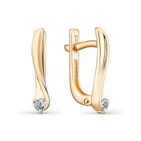 Золотые серьги АЛЬКОР 23020-100 с бриллиантом 23020-100 фото