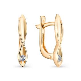 Золотые серьги АЛЬКОР 23022-100 с бриллиантом 23022-100 фото