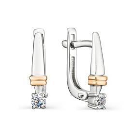 Серьги из белого золота АЛЬКОР 23024-200 с бриллиантом 23024-200 фото