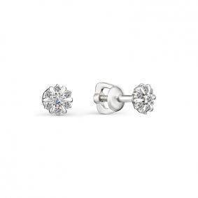 Серьги из белого золота АЛЬКОР 23026-200 с бриллиантом 23026-200 фото
