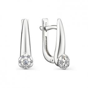 Серьги из белого золота АЛЬКОР 23027-200 с бриллиантом 23027-200 фото