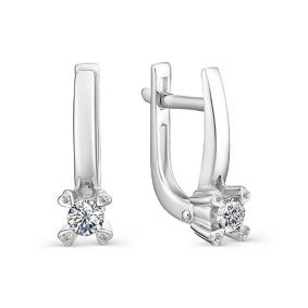 Серьги из белого золота АЛЬКОР 23028-200 с бриллиантом 23028-200 фото
