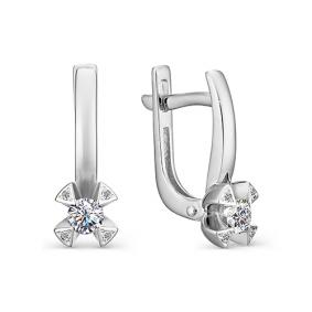 Серьги из белого золота АЛЬКОР 23029-200 с бриллиантом 23029-200 фото