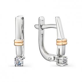 Золотые серьги АЛЬКОР 23033-200 с бриллиантом 23033-200 фото