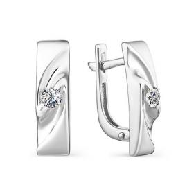 Серьги из белого золота АЛЬКОР 23036-200 с бриллиантом 23036-200 фото